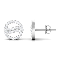 Classic Moissanite Round Stud Earrings in Gold