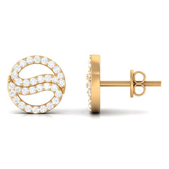 Classic Moissanite Round Stud Earrings in Gold
