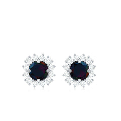 Genuine Black Opal Diamond Earrings with Screw Back