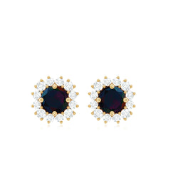 Genuine Black Opal Diamond Earrings with Screw Back