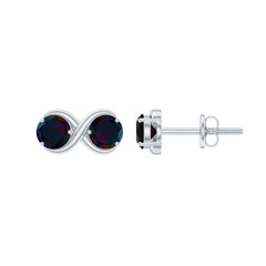 Natural 2 Stone Black Opal Infinity Earrings with Screw Back