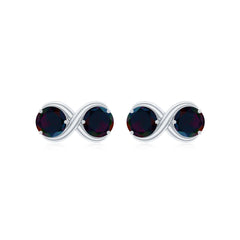 Natural 2 Stone Black Opal Infinity Earrings with Screw Back