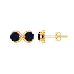 Natural 2 Stone Black Opal Infinity Earrings with Screw Back