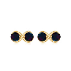 Natural 2 Stone Black Opal Infinity Earrings with Screw Back
