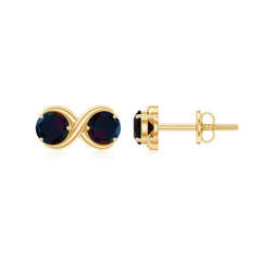 Natural 2 Stone Black Opal Infinity Earrings with Screw Back