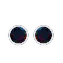 Natural October Birthstone Black Opal Earrings with Screw Back