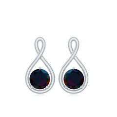 Natural Black Opal Infinity Earrings with Screw Back
