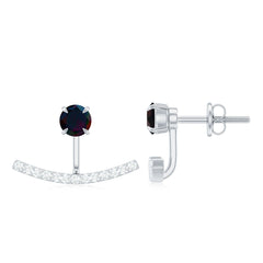 Classic Jacket Earrings with Black Opal and Diamond