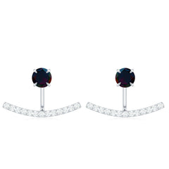 Classic Jacket Earrings with Black Opal and Diamond