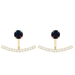 Classic Jacket Earrings with Black Opal and Diamond