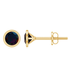 Natural Black Opal October Birthstone Earrings with Screw Back