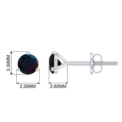 1/2 CT Simple Black Opal Solitaire Stud Earrings in Gold