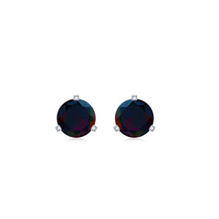 1/2 CT Simple Black Opal Solitaire Stud Earrings in Gold
