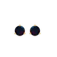 1/2 CT Simple Black Opal Solitaire Stud Earrings in Gold