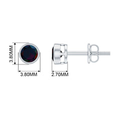 0.50 CT Dainty Black Opal Solitaire Stud Earrings in Bezel Setting