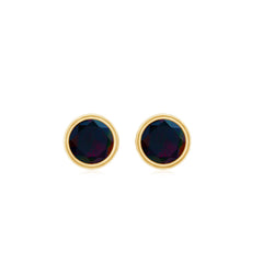 0.50 CT Dainty Black Opal Solitaire Stud Earrings in Bezel Setting