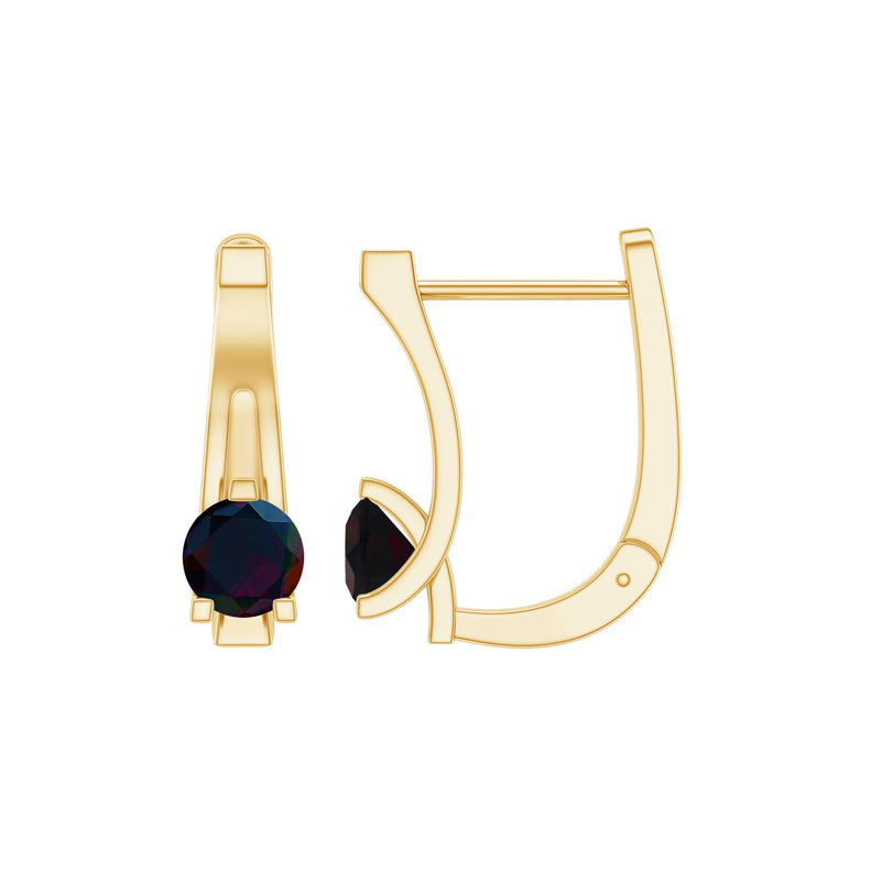 1 Carat Round Cut Black Opal J Hoop Earrings for Women