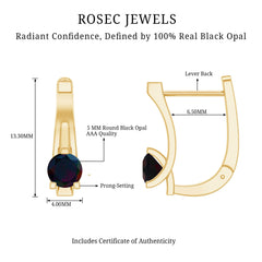 1 Carat Round Cut Black Opal J Hoop Earrings for Women