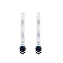 1.50 CT Natural Black Opal Hoop Drop Earrings in Gold