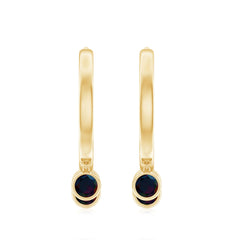 1.50 CT Natural Black Opal Hoop Drop Earrings in Gold