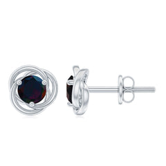 0.50 CT Natural Black Opal Solitaire Swirl Stud Earrings in Gold