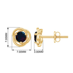 0.50 CT Natural Black Opal Solitaire Swirl Stud Earrings in Gold