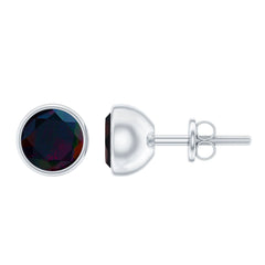 Bezel Set 6mm Black Opal Stud Earrings with Certificate