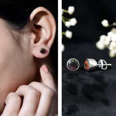 Bezel Set 6mm Black Opal Stud Earrings with Certificate