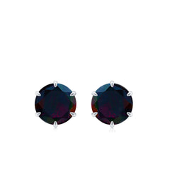6 MM Claw Set Black Opal Solitaire Stud earrings