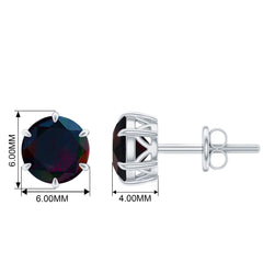 6 MM Claw Set Black Opal Solitaire Stud earrings