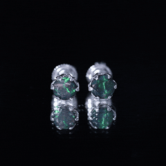 1.50 CT Round Shape Black Opal Solitaire Stud Earrings