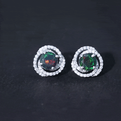 2 CT Black Opal Swirl Stud Earrings with Certificate
