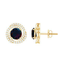 2 CT Black Opal Swirl Stud Earrings with Certificate