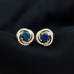 2 CT Black Opal Swirl Stud Earrings with Certificate