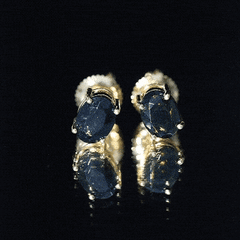 Real Black Opal Solitaire Stud Earrings in 4 Prong Setting