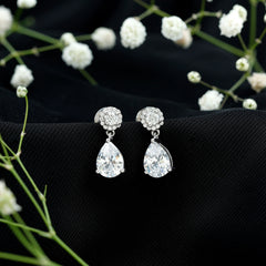 Certified 7X9 MM Zirconia Pear Drop Earrings for Wedding
