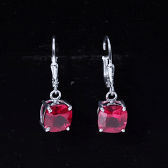 Lab Created Ruby Drop Earrings For Women