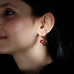 Lab Created Ruby Drop Earrings For Women
