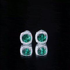 1.6 Carat Lab Grown Emerald Stud Earrings with Certificate