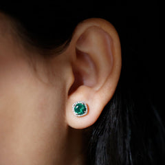 1.6 Carat Lab Grown Emerald Stud Earrings with Certificate