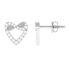 1/4 CT Round Diamond Infinity Heart Stud Earrings