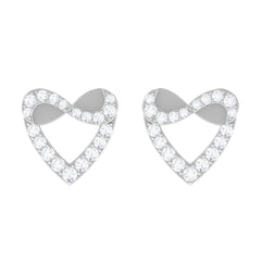 1/4 CT Round Diamond Infinity Heart Stud Earrings