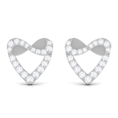 1/4 CT Round Diamond Infinity Heart Stud Earrings
