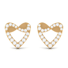 1/4 CT Round Diamond Infinity Heart Stud Earrings