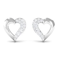 Certified Natural Diamond Heart Shaped Earrings with Screw Back