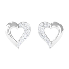 Certified Natural Diamond Heart Shaped Earrings with Screw Back