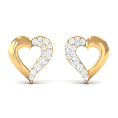 Certified Natural Diamond Heart Shaped Earrings with Screw Back