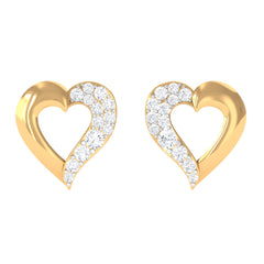 Certified Natural Diamond Heart Shaped Earrings with Screw Back