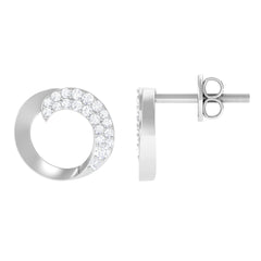 Certified Natural Diamond Circle Earrings with Screw Back