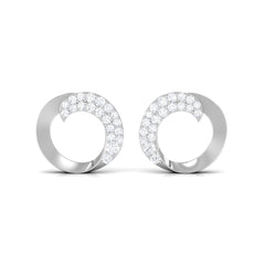 Certified Natural Diamond Circle Earrings with Screw Back